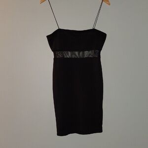 Forever 21 Black Spaghetti Strap Bodycon Mini Dress with Mesh Waist